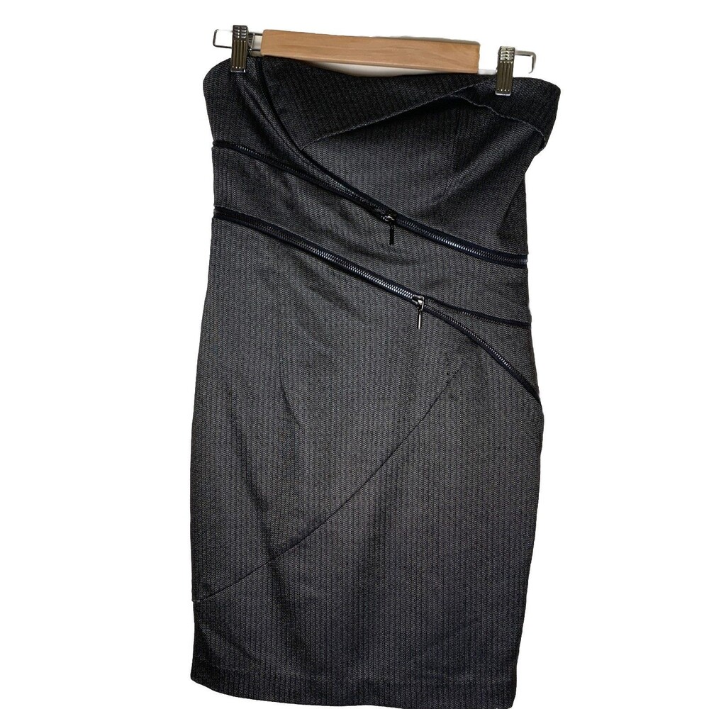 bebe Y2K Women Herringbone Strapless Bodycon Dress Sz 6 Bodycon Party Sexy - Picture 3 of 16